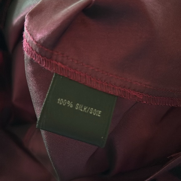 Lafayette 148 New York 100% Silk Taffeta Ruffle Blouse 12 Iridescent Purple - Picture 7 of 7